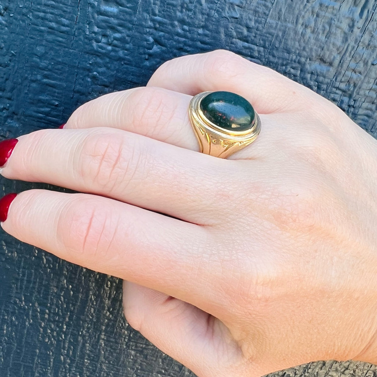 Antique Bloodstone Signet Ring with Gravitas