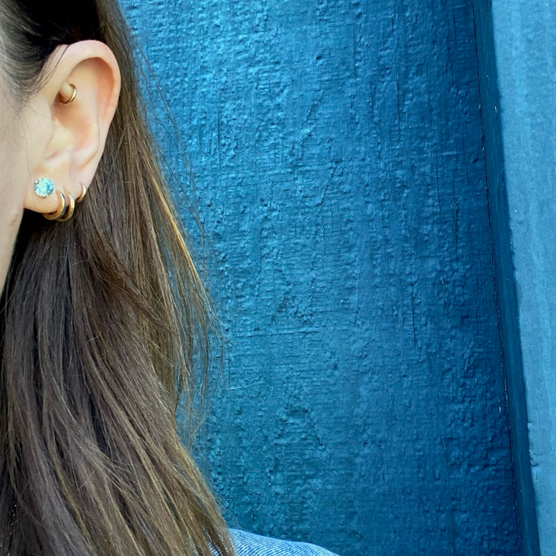 Brilliant Natural Blue Zircon Stud Earrings