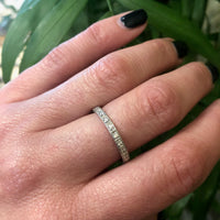 Hand Engraved Platinum and Diamond Eternity Band