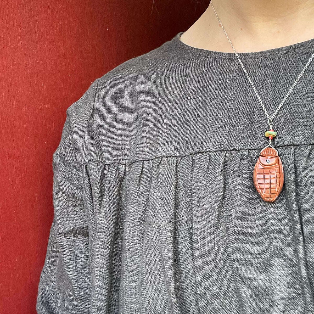 Navajo Carved Corn Maiden Pendant Signed Tarpin