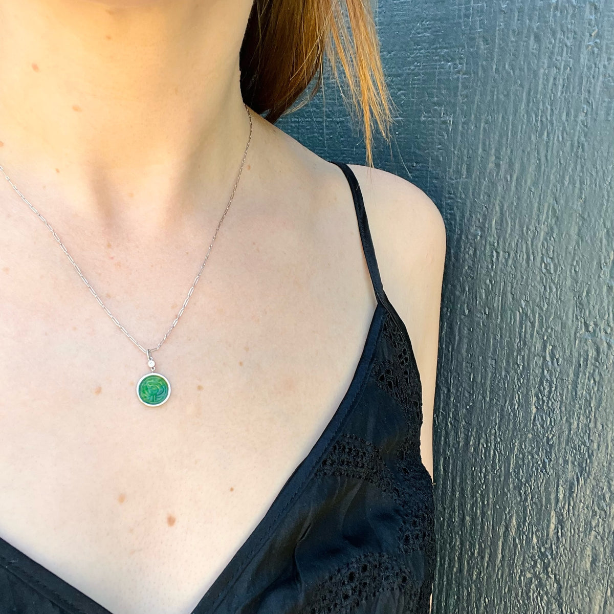 Jade & Diamond Platinum Art Deco Pendant