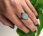 Graceful Antique Rose Gold Banded Agate Ring