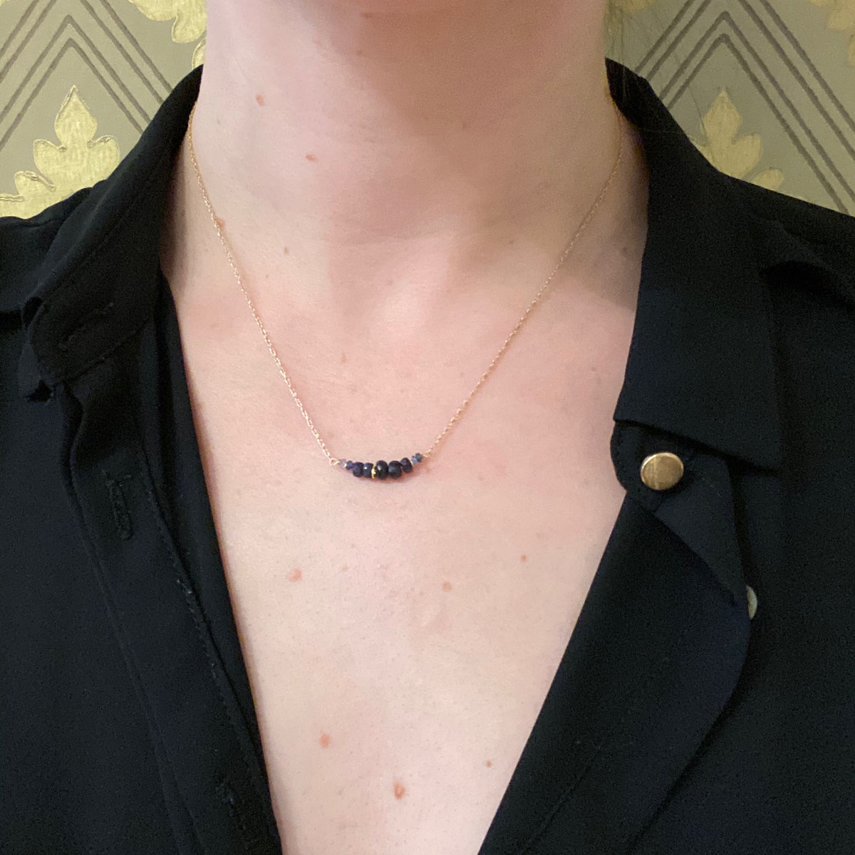Olio Arc Necklace in Sapphire and Yellow Gold by brunet