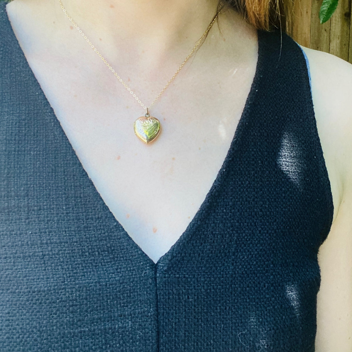 Puffy Vintage Rose Gold Heart Locket