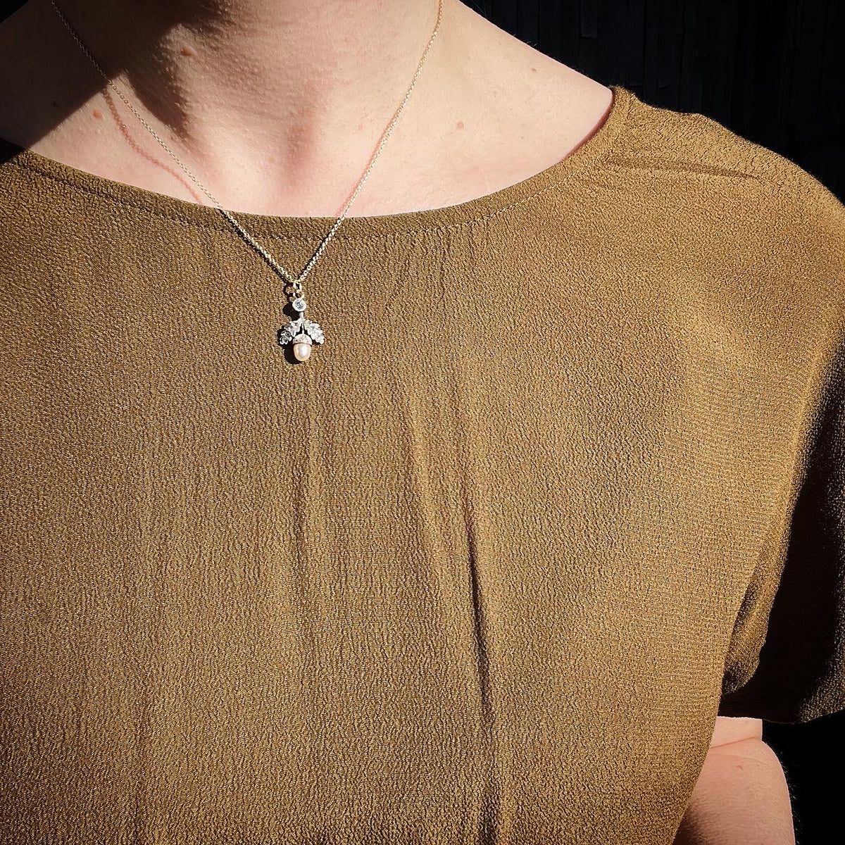 Superb Diamond Studded Acorn Pendant