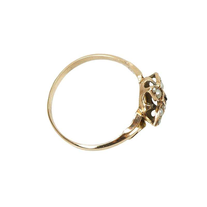 Victorian Rose Gold Ruby and Pearl Ring