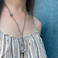 Airy Silver Filigree Fob with Smoky Quartz