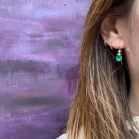 Breathtaking Green Paste Drop Earrings in Silver by 720