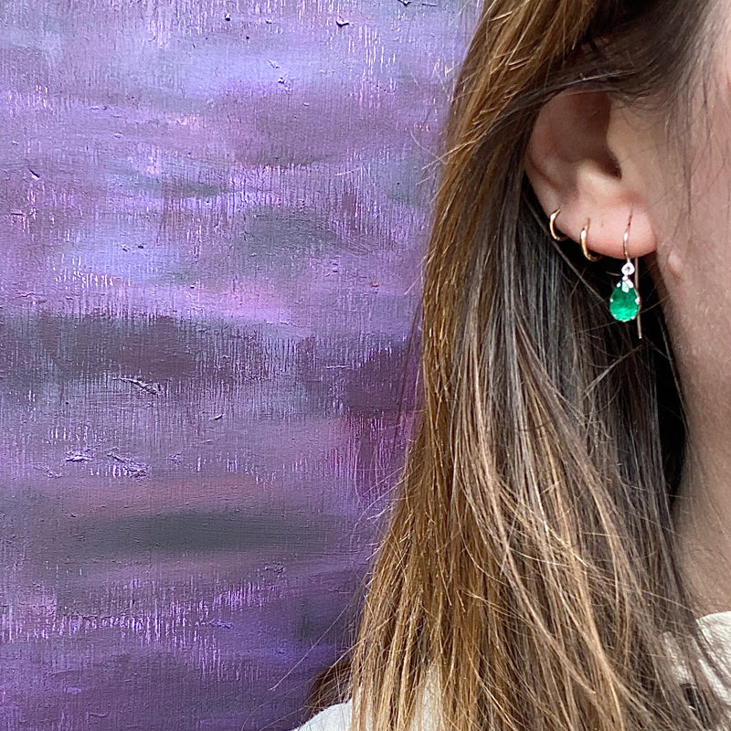 Breathtaking Green Paste Drop Earrings in Silver by 720