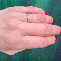 Deco Bars and Flowers Wedding Band in 18k White Gold