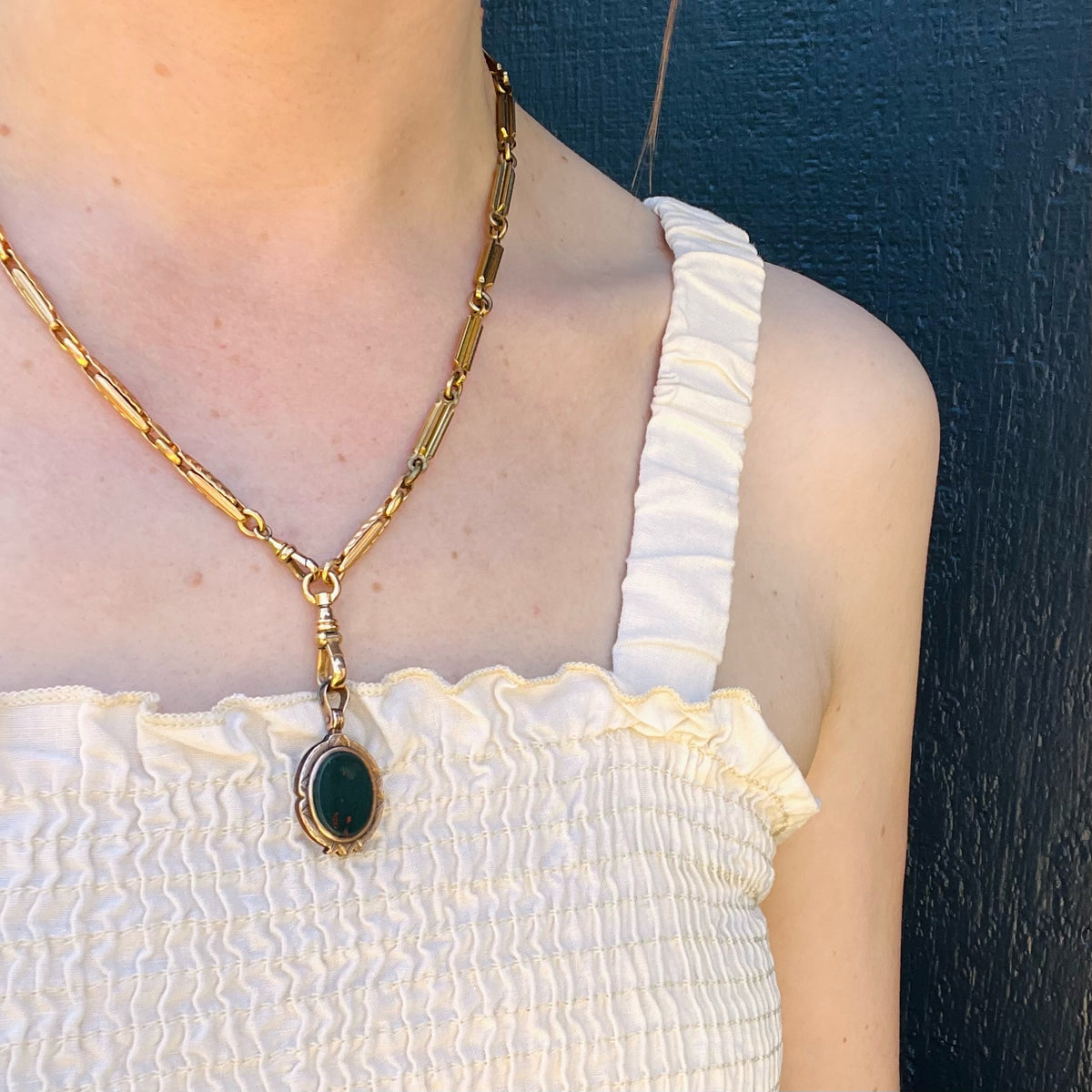 "T" for Terrific Bloodstone & Agate Gold Locket