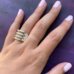 Edgy Open Grill Mexican Silver Ring