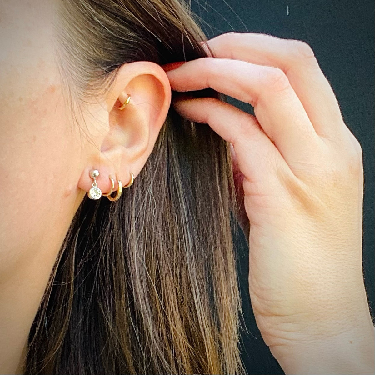 Simple White Gold Vintage Diamond Dangly Earrings