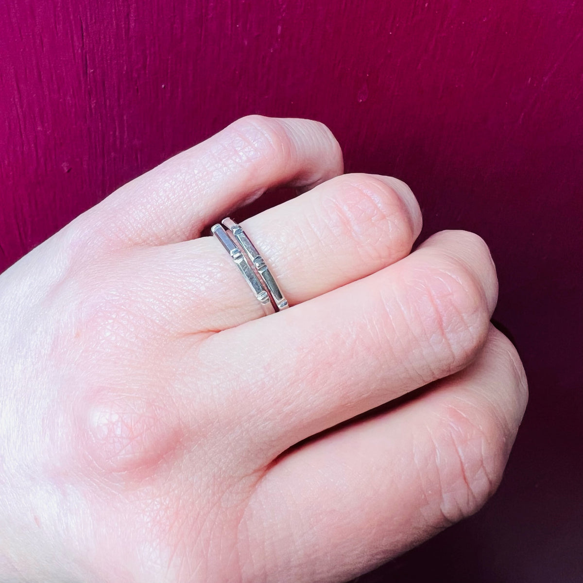 Platinum Geometric Wedding Band