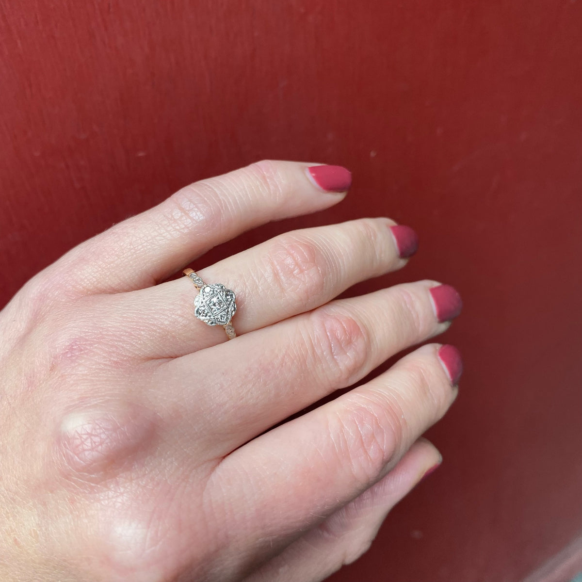 Edwardian Diamond Quatrefoil Platinum & 18ct Ring