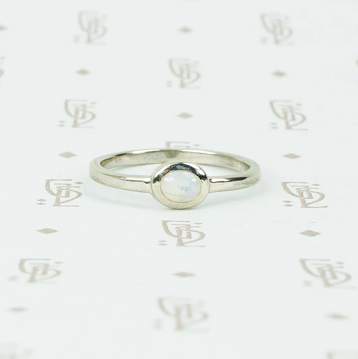 opal recycled white gold ring