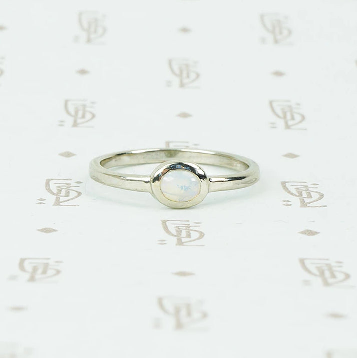 opal recycled white gold ring
