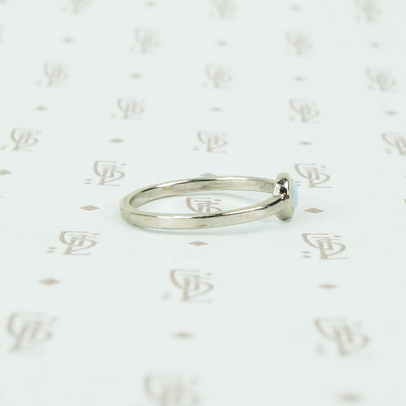 opal recycled white gold ring side