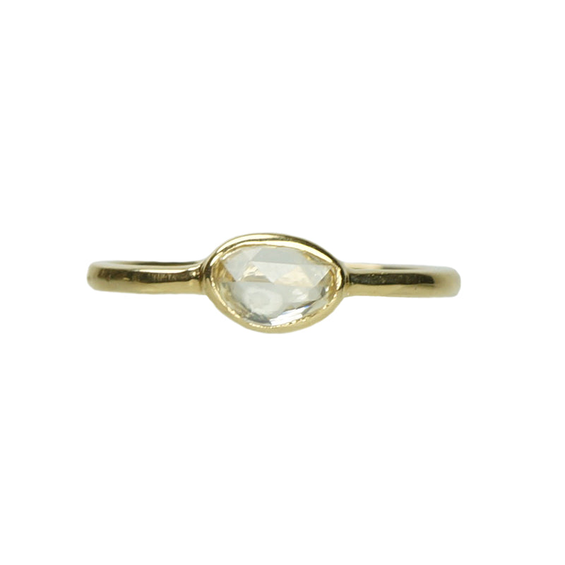 Unique Pale Yellow Rose Cut Sapphire Ring