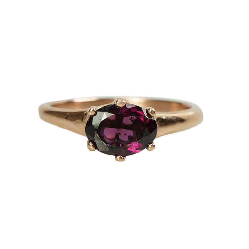 Recycled Rose Gold and Antique Garnet Ring - Gem Set Love