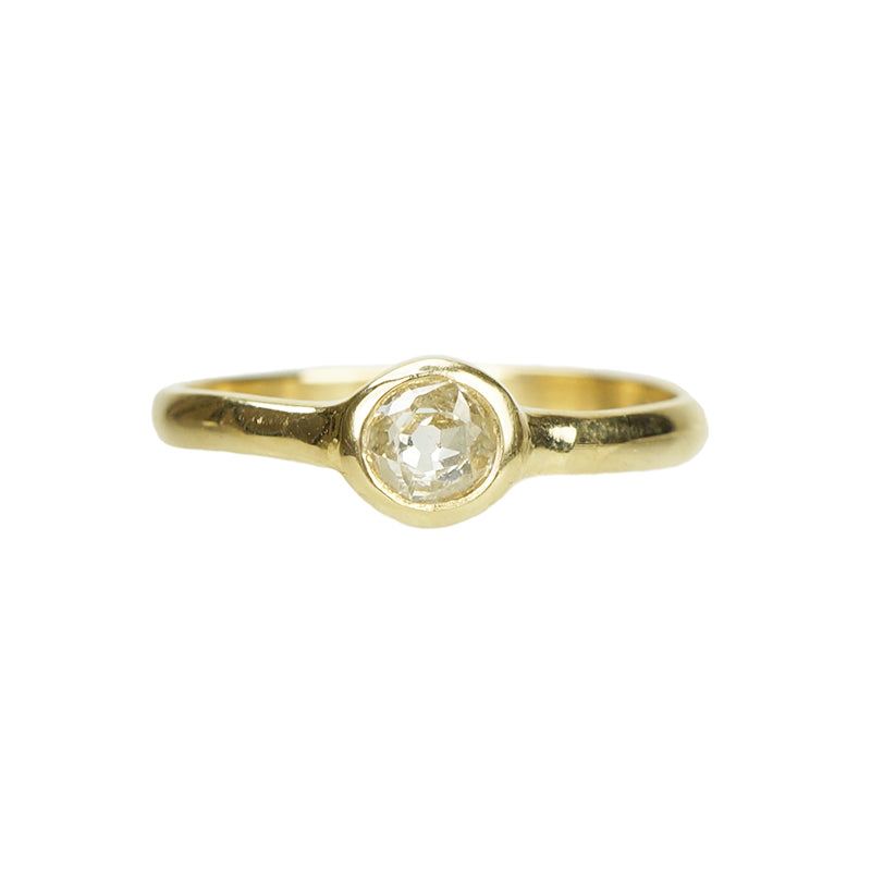 Mine Cut Diamond Bezel Set Solitaire