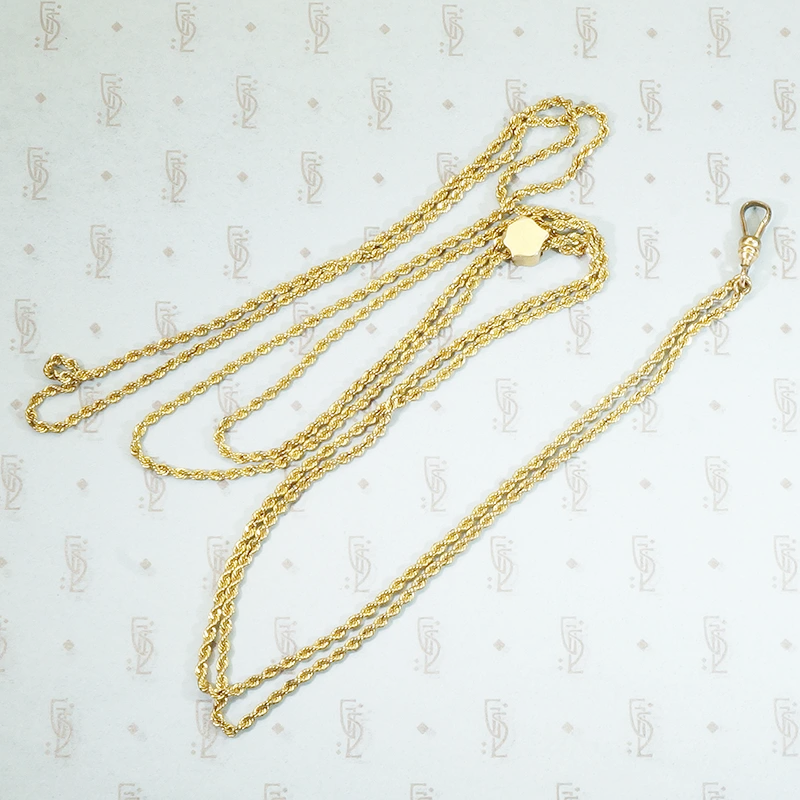 Long Twisted Rope Chain with Gem Set Slide and Hook