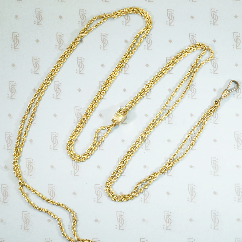 Long Twisted Rope Chain with Gem Set Slide and Hook