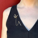 Rakish Sapphire & Pearl Studded Gold Rapier Pin