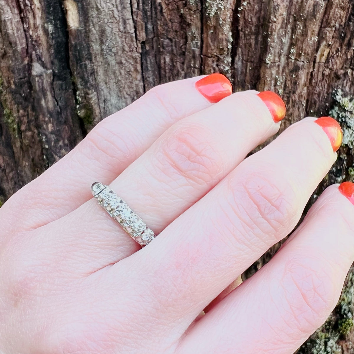 Lovely Vintage White Gold Diamond Band