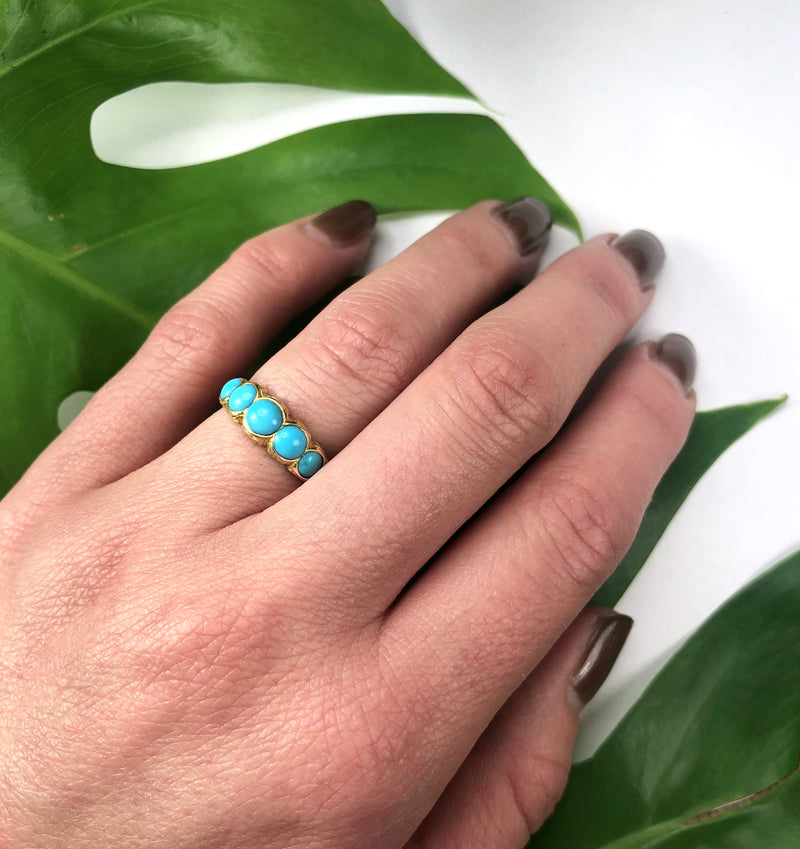 Half Hoop 18k Gold and Turquoise Band