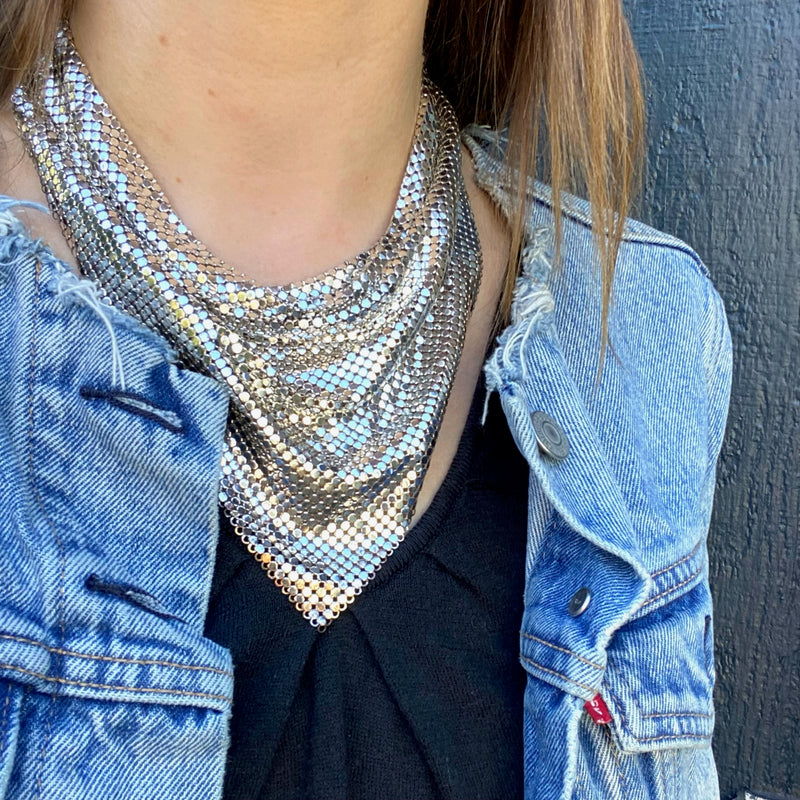 Dazzling Disco Mesh Bib Necklace