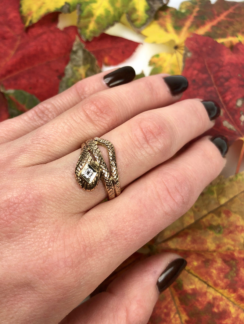 Vintage Rose Gold Snake Ring