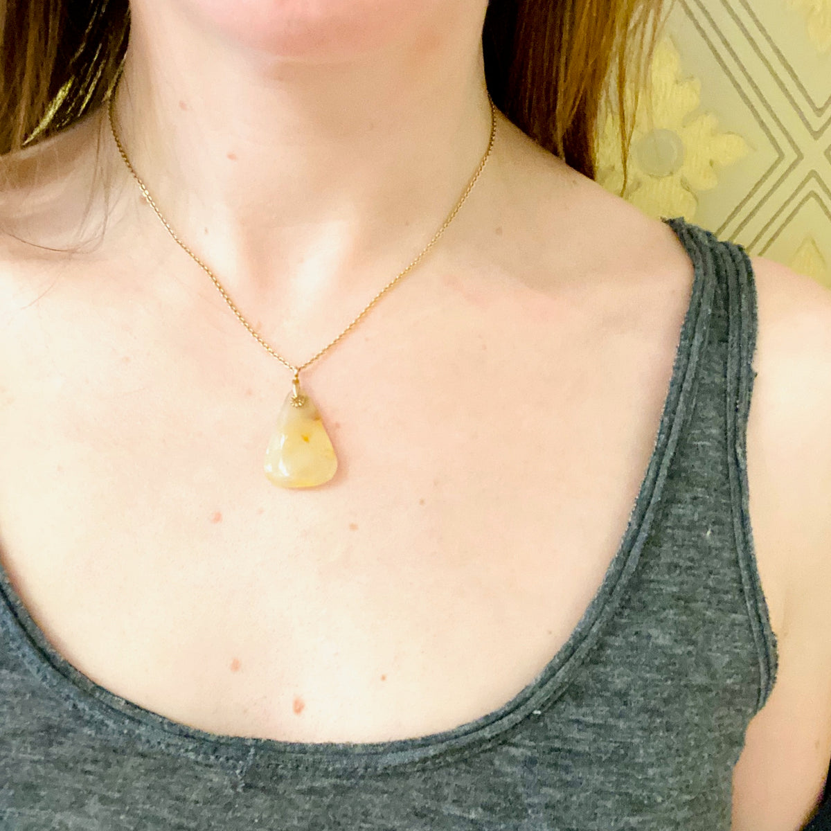 Creamy Orange and Gold Agate Pendant