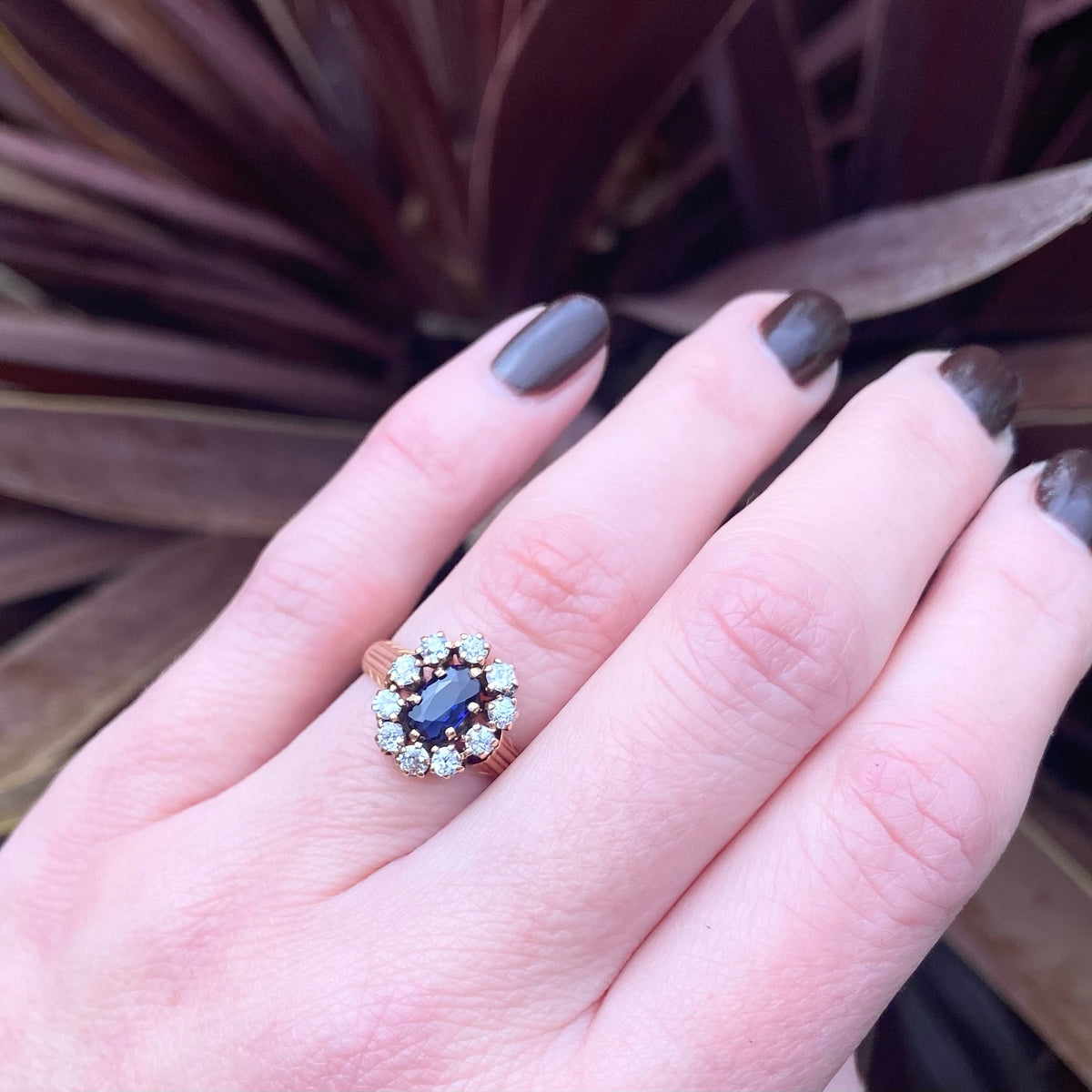 The 19th Century Sapphire and Chunky Diamond Halo Ring