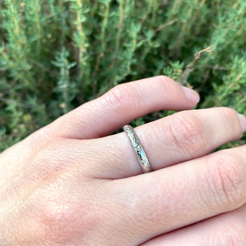 Ring of Flowers White Gold Wedding Band