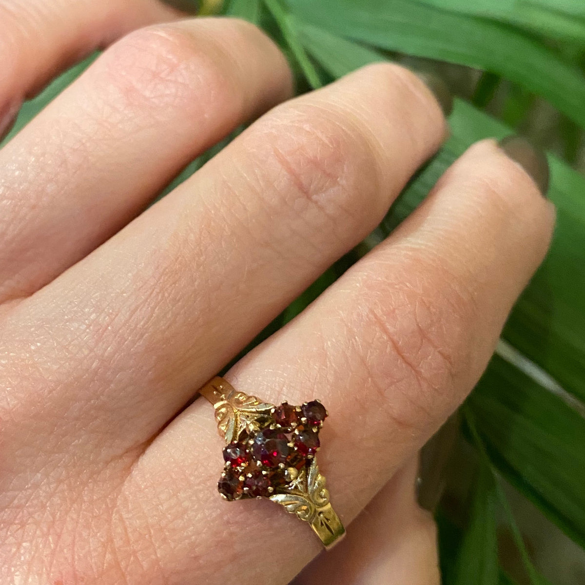 Victorian Rose Gold Garnet Ring