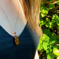 Amber Necklace with Faceted Amber Bead by Ancient Influences