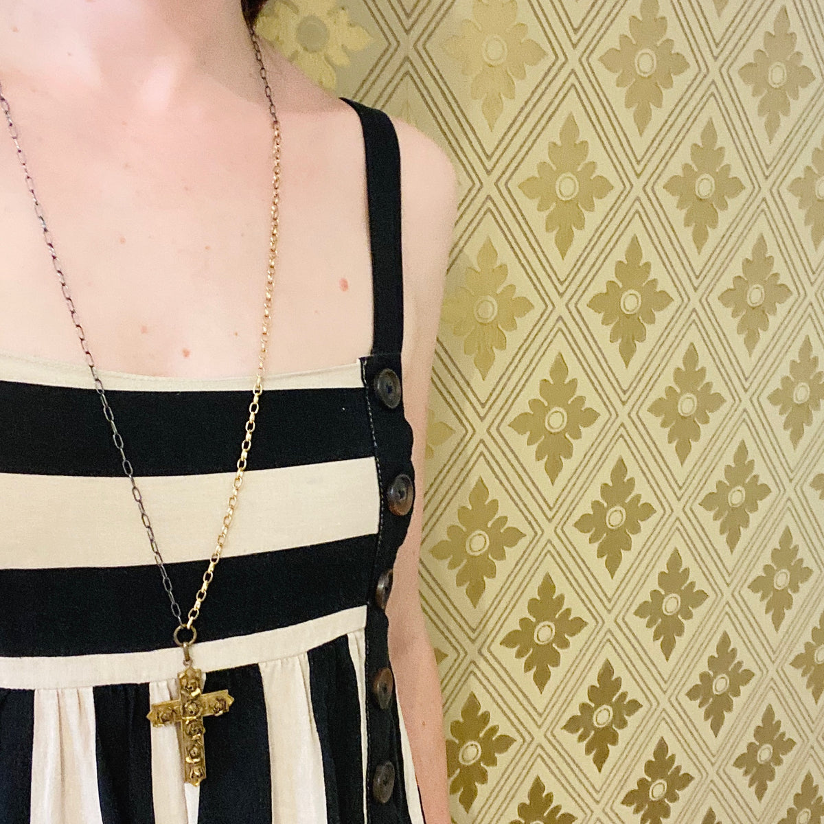 Rose Covered Cross Necklace