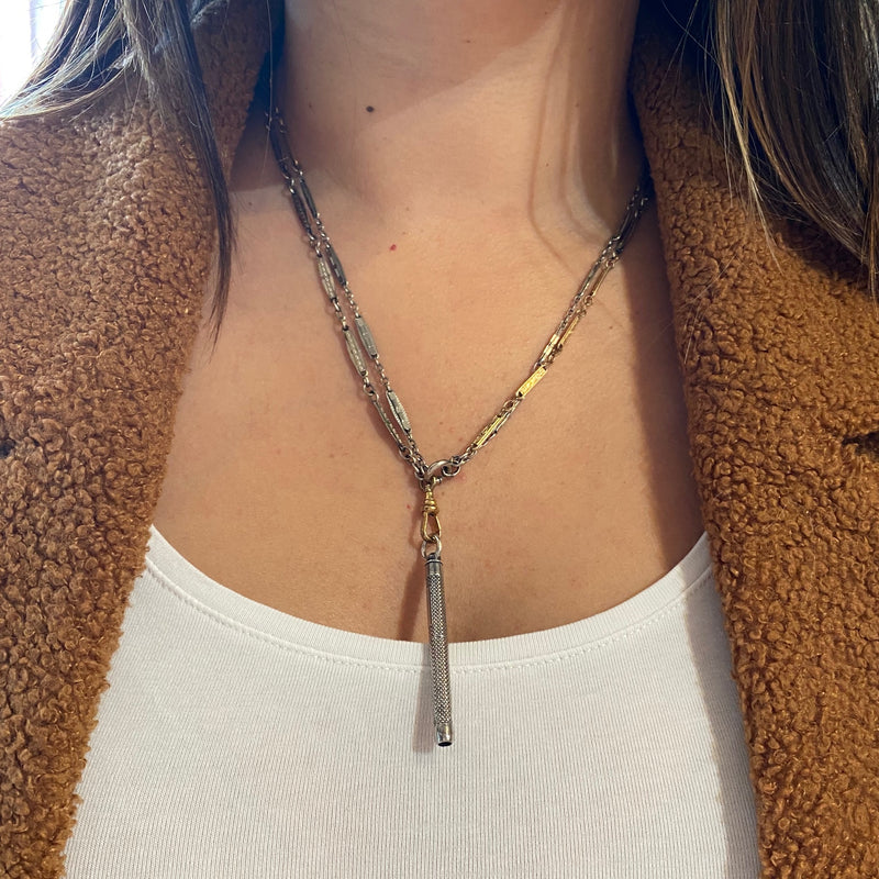 Handsome Engraved Silver Pencil Pendant