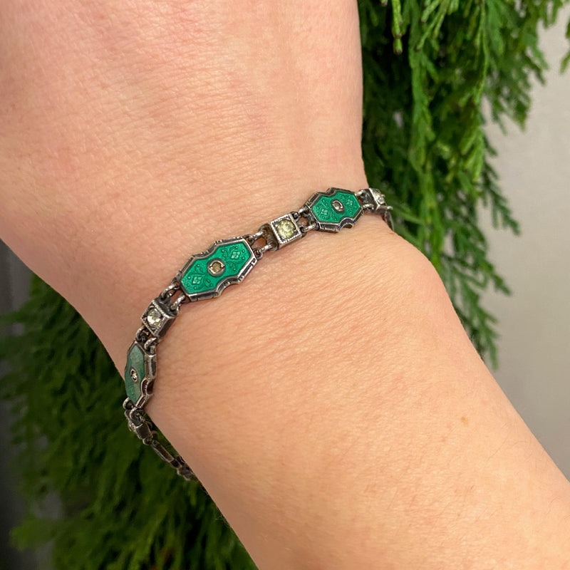 Guilloché Enamel Sterling Silver Bracelet
