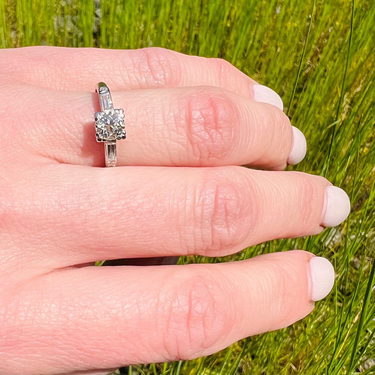 Lovely Platinum and Diamond 1940's Engagement Ring