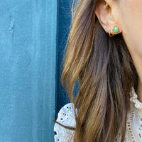 Vintage Jade Studs in Gold Halos