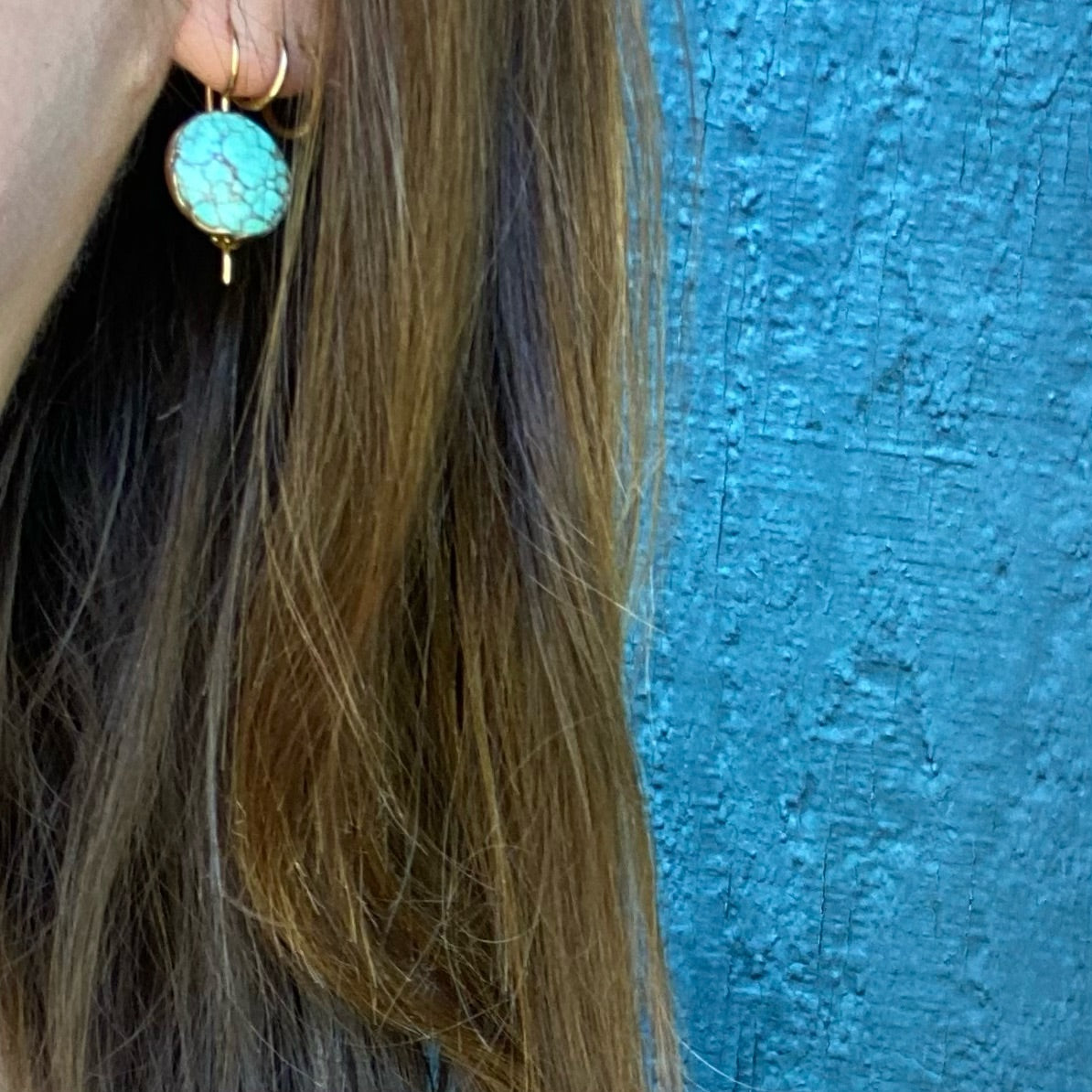 Robin Egg Blue Turquoise in Recycled Gold Earrings