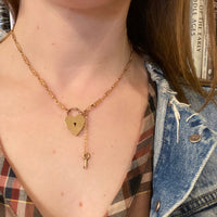 Sweet Rosy Love Knot & Heart Lock Necklace