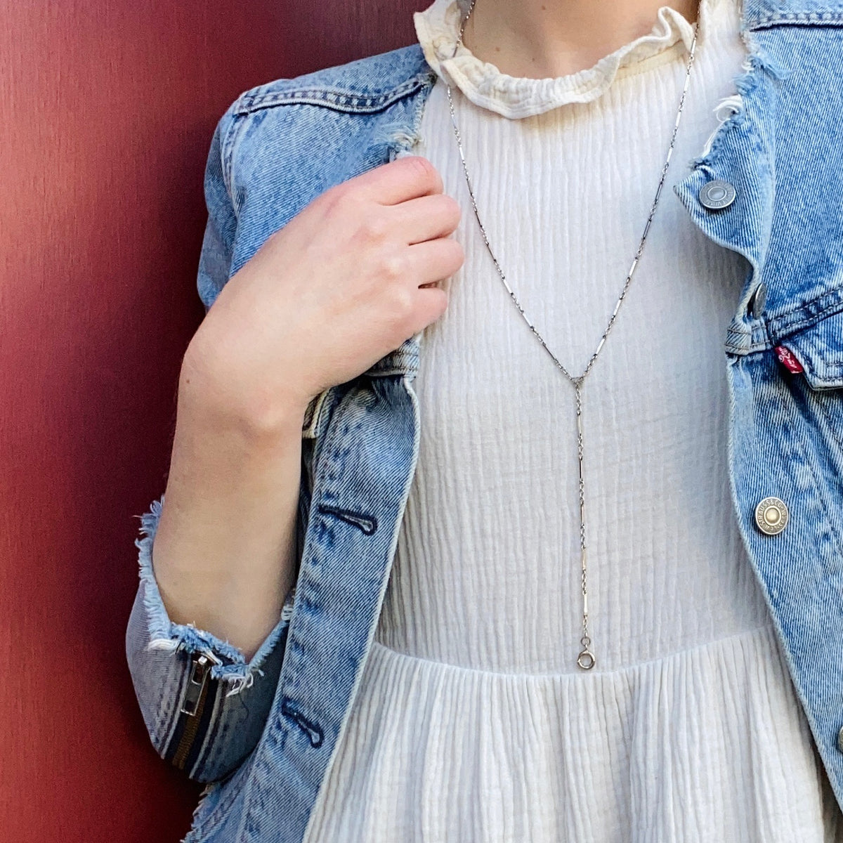 Sterling Round & Bar Link Lorgnette Chain