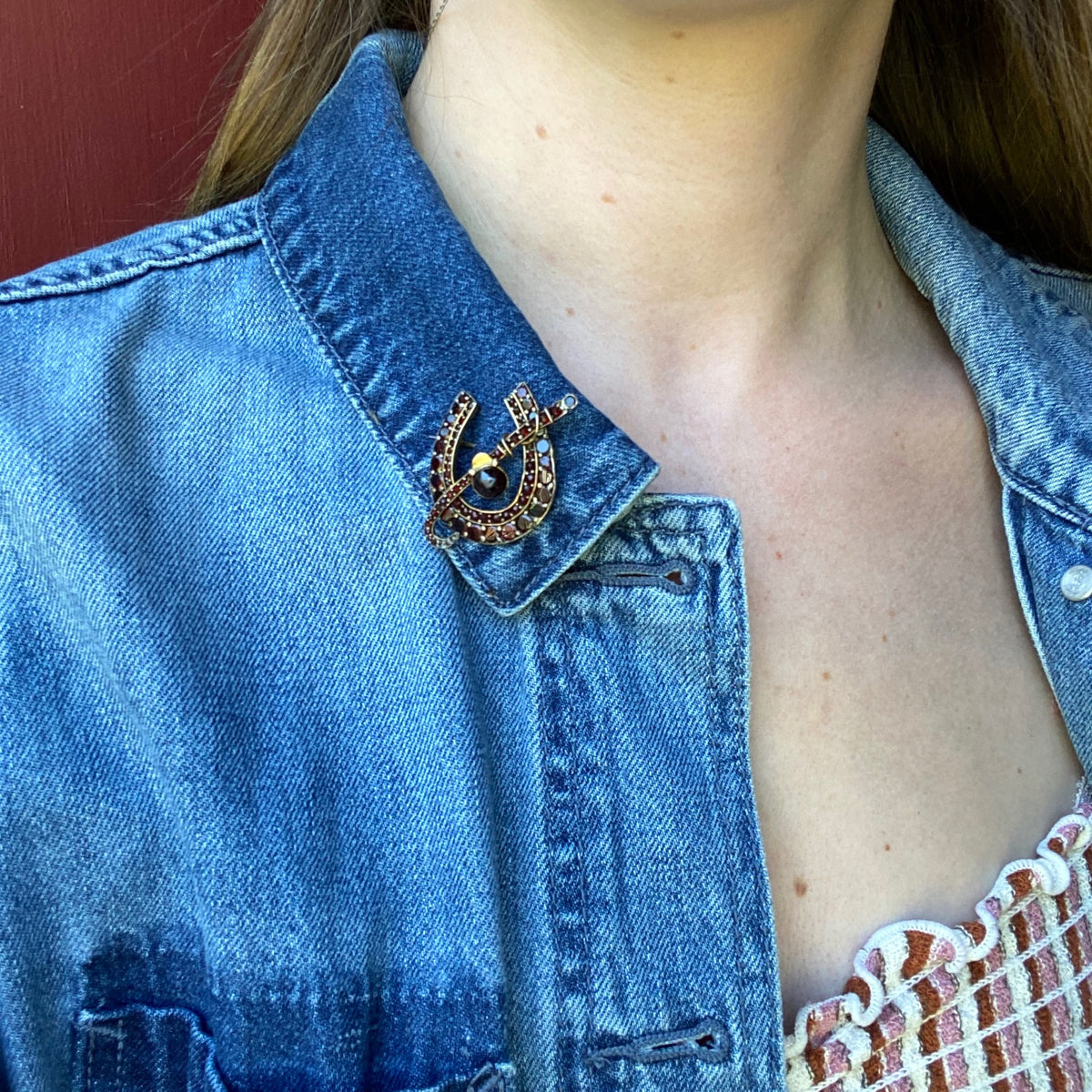 Bohemian Garnet Equestrian Brooch