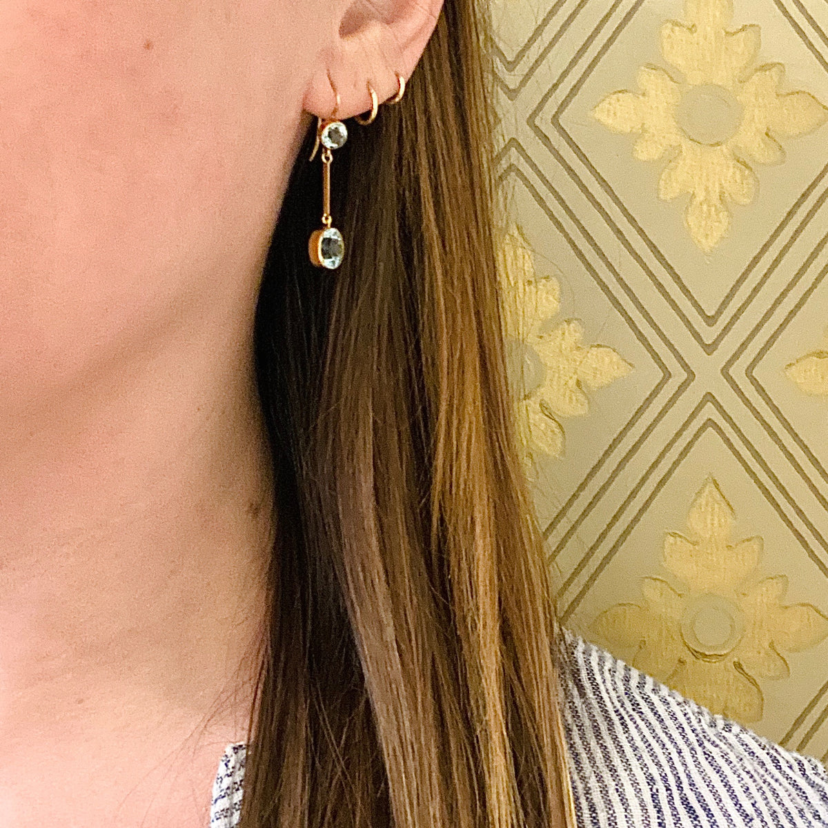 Pure Icy Aquamarine Drop Earrings in 15ct Gold