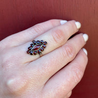 Vintage Rose Cut Garnet Navette Ring