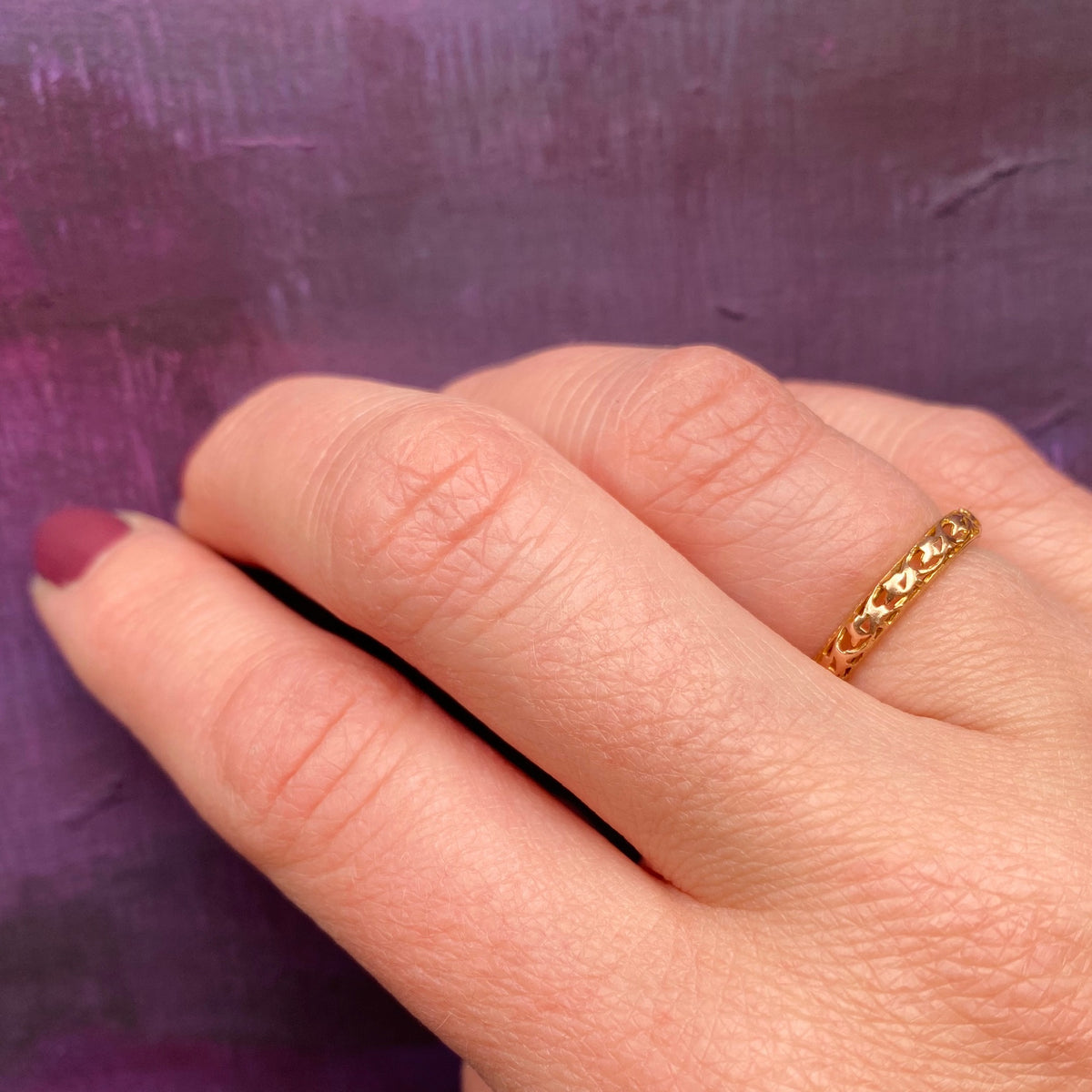 Delicate Open Work Gold Band