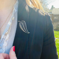 Delicate Deco Leaf in Silver & Marcasite Brooch